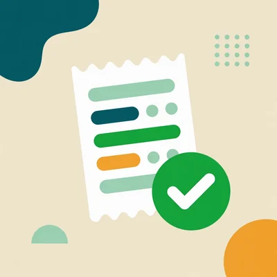 Ilustración: un recibo con un chulo verde de confirmación
